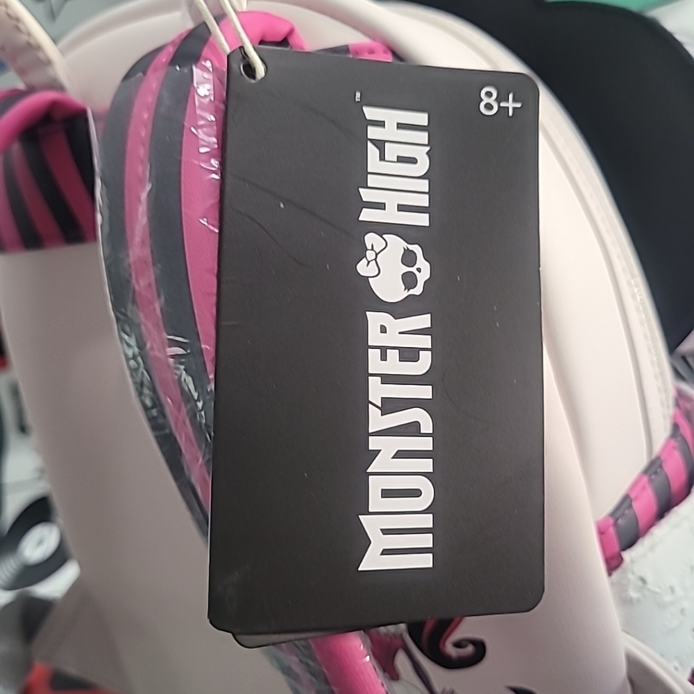 Loungefly Pink, Black & White Character Backpack with Jeweled Bow Pocket - Picture 2 of 4